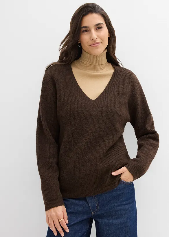 Strickpullover mit V-Ausschnitt, bonprix