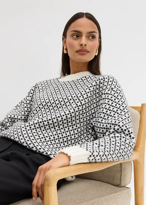 Grobstrick-Pullover mit Wollanteil, bonprix