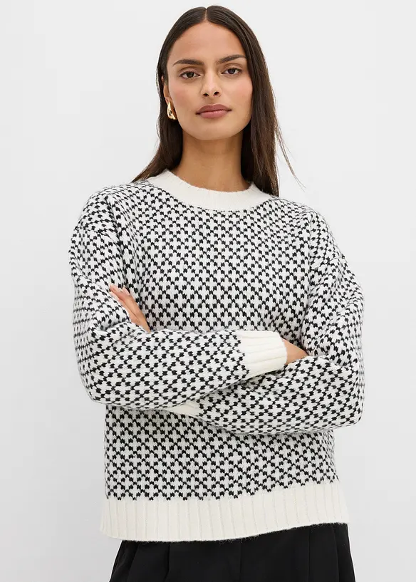 Grobstrick-Pullover mit Wollanteil, bonprix