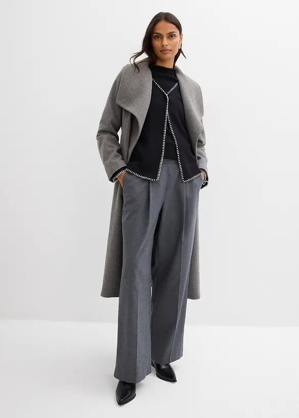 Strickjacke aus Wollmix mit Kontrastdetails, bonprix