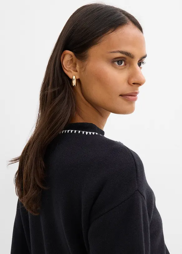 Strickjacke aus Wollmix mit Kontrastdetails, bonprix