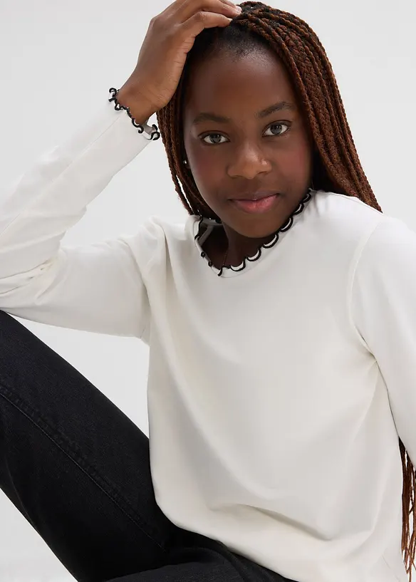 Langarmshirt aus elastischem Bio-Baumwoll-Mix (2er Pack), bonprix