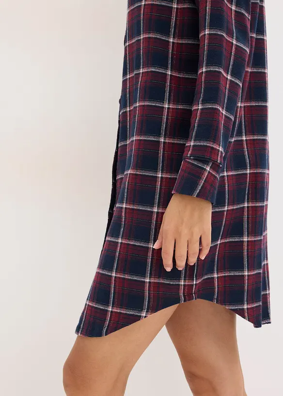 Gewebtes Nachthemd aus  Flanell mit Knopfleiste, bonprix