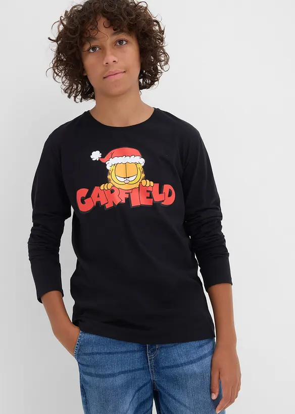 Langarmshirt Garfield mit Weihnachtsmotiv aus reiner Baumwolle, Garfield