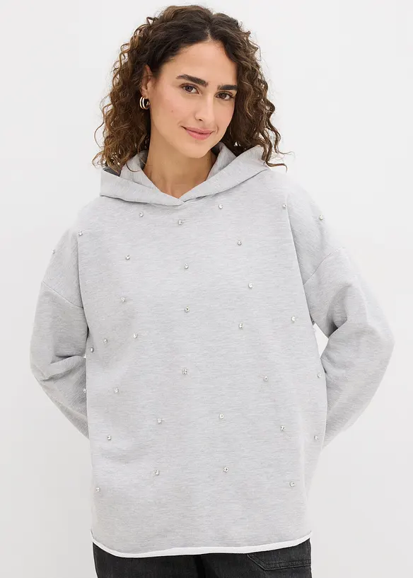 Oversize Hoodie mit Ziersteinen, bonprix