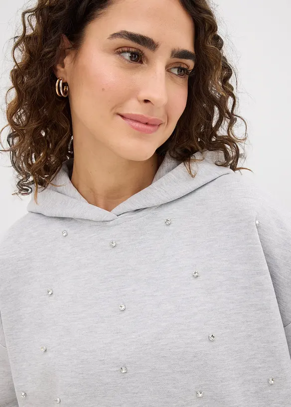 Oversize Hoodie mit Ziersteinen, bonprix