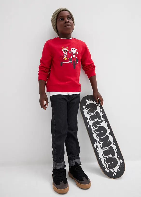 Sweatshirt mit Weihnachtsmotiv aus reiner Bio-Baumwolle, bonprix