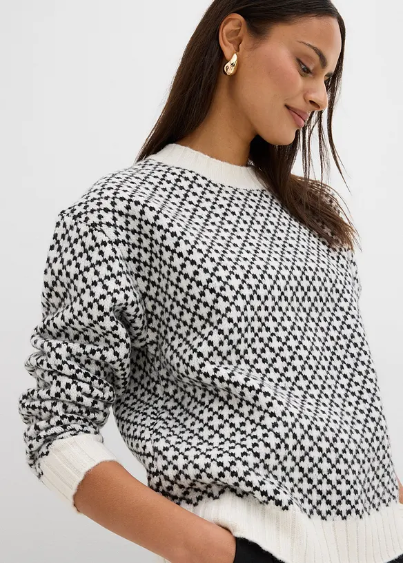 Grobstrick-Pullover mit Wollanteil, bonprix