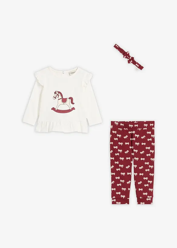 T-shirt manches longues, legging er bandeau 100% coton (ens. 3 pces), bonprix