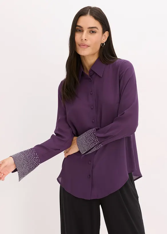 Hemdbluse  mit Glitzersteinchen, bonprix