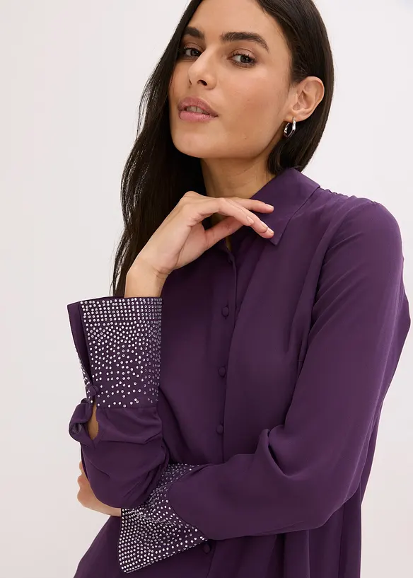 Hemdbluse  mit Glitzersteinchen, bonprix