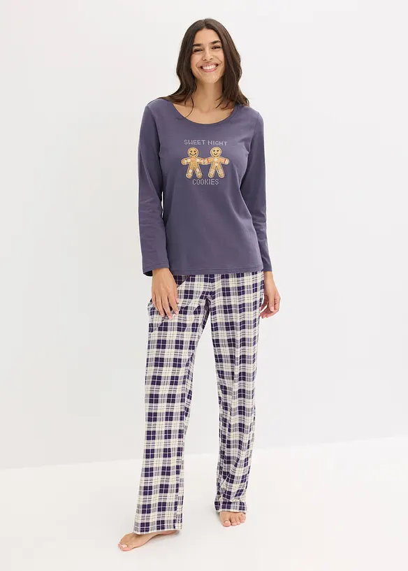 Pyjama mit Flanellhose, bonprix