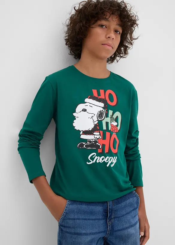 Langarmshirt Snoopy mit Weihnachtsmotiv aus reiner Baumwolle, Peanuts