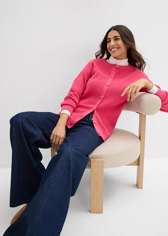 Feinstrickjacke, Rundhals, bonprix