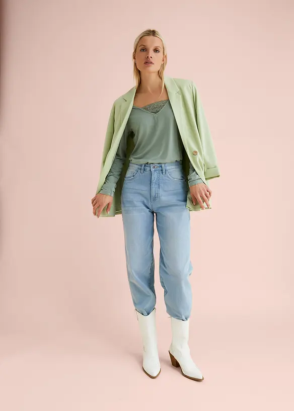 Barrel-Jeans, High Waist, Bio-Baumwolle, bonprix