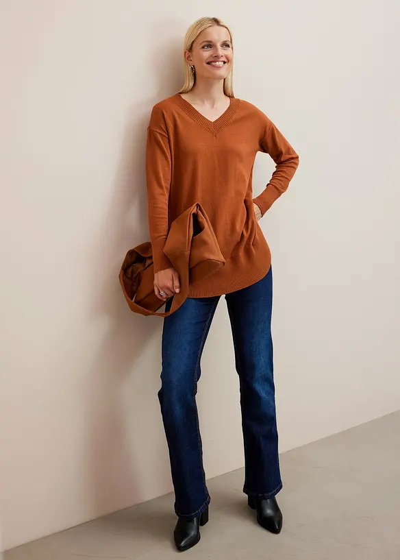 Jean bootcut taille mi-haute, extensible, bonprix