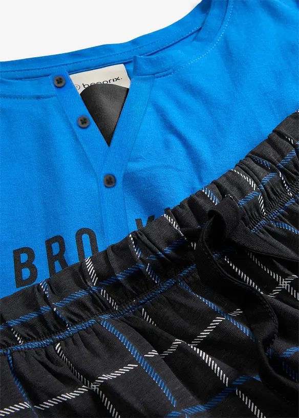 Pyjama aus reiner Baumwolle mit Knopfleiste und langen Ärmeln, bonprix
