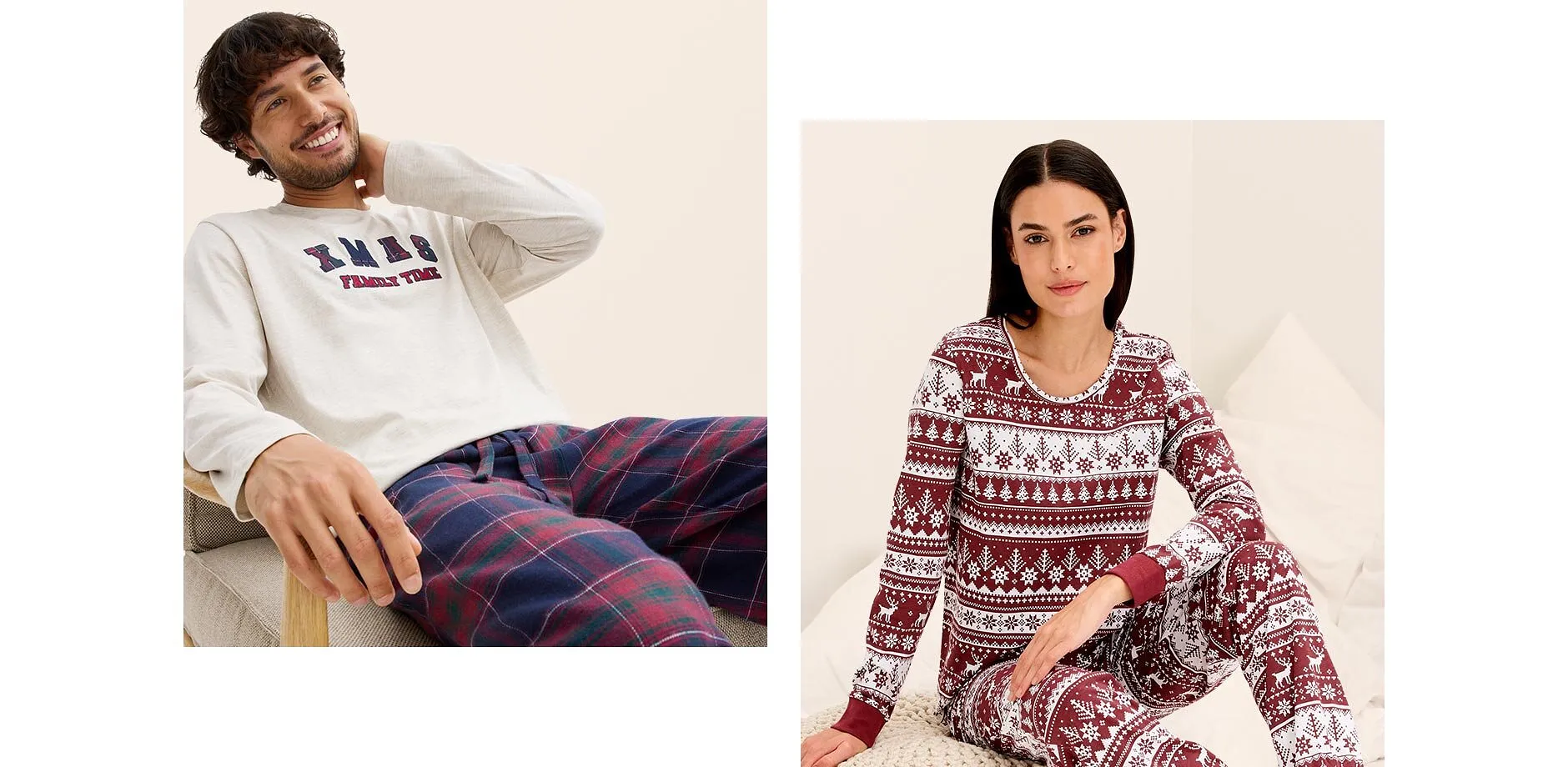 Tendance - Pyjama 100% coton - rouge &eacute;rable/blanc