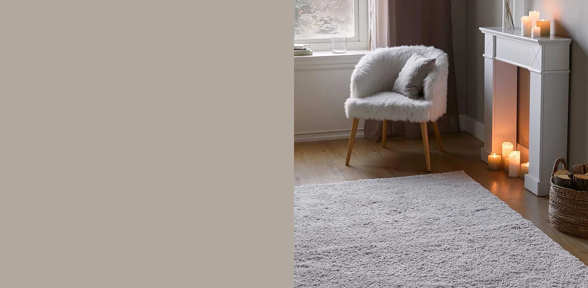Fauteuil cosy et tapis douillet.