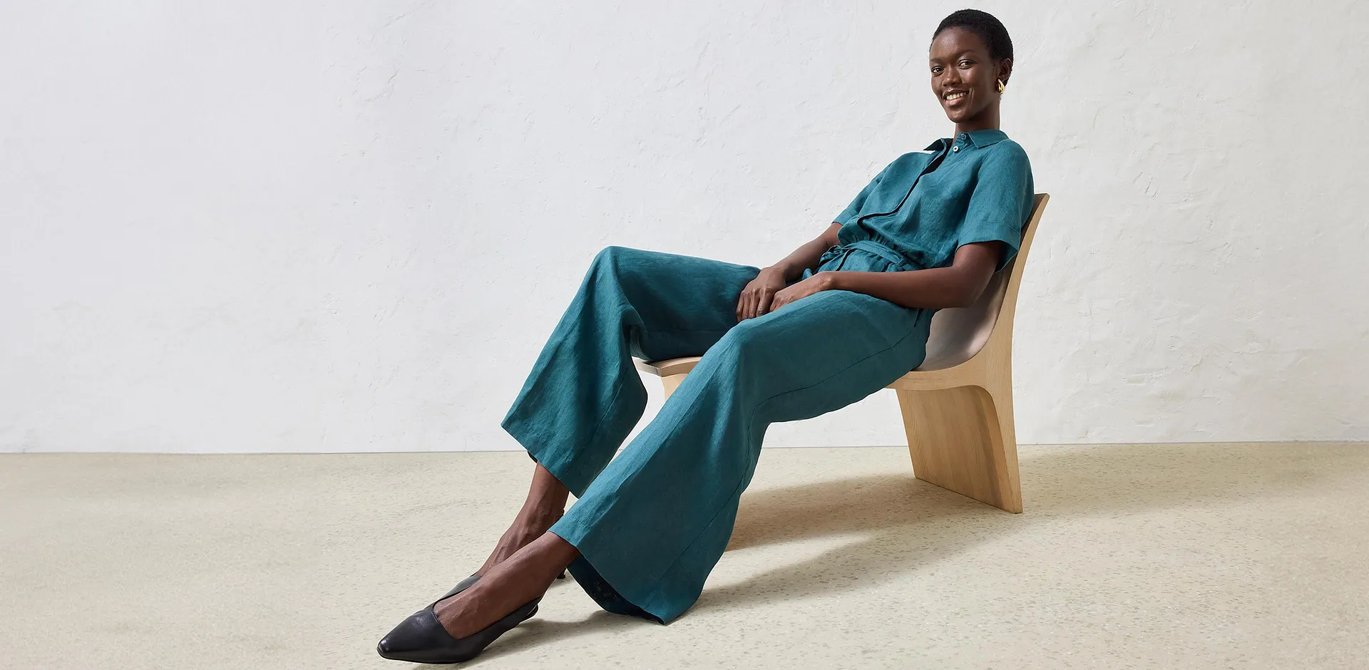 Im Trend - Jumpsuit aus reinem Leinen - pfeffergr&uuml;n