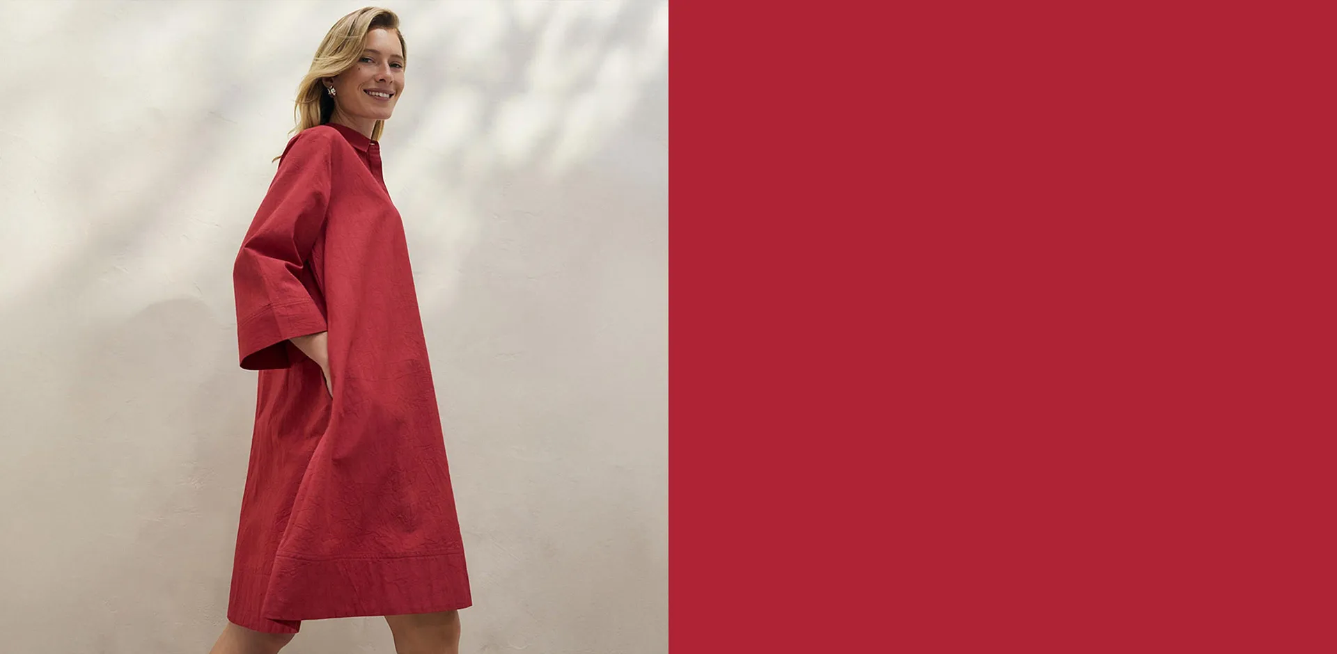 Im Trend - Blusenkleid aus reiner Bio-Baumwolle - kirschrot