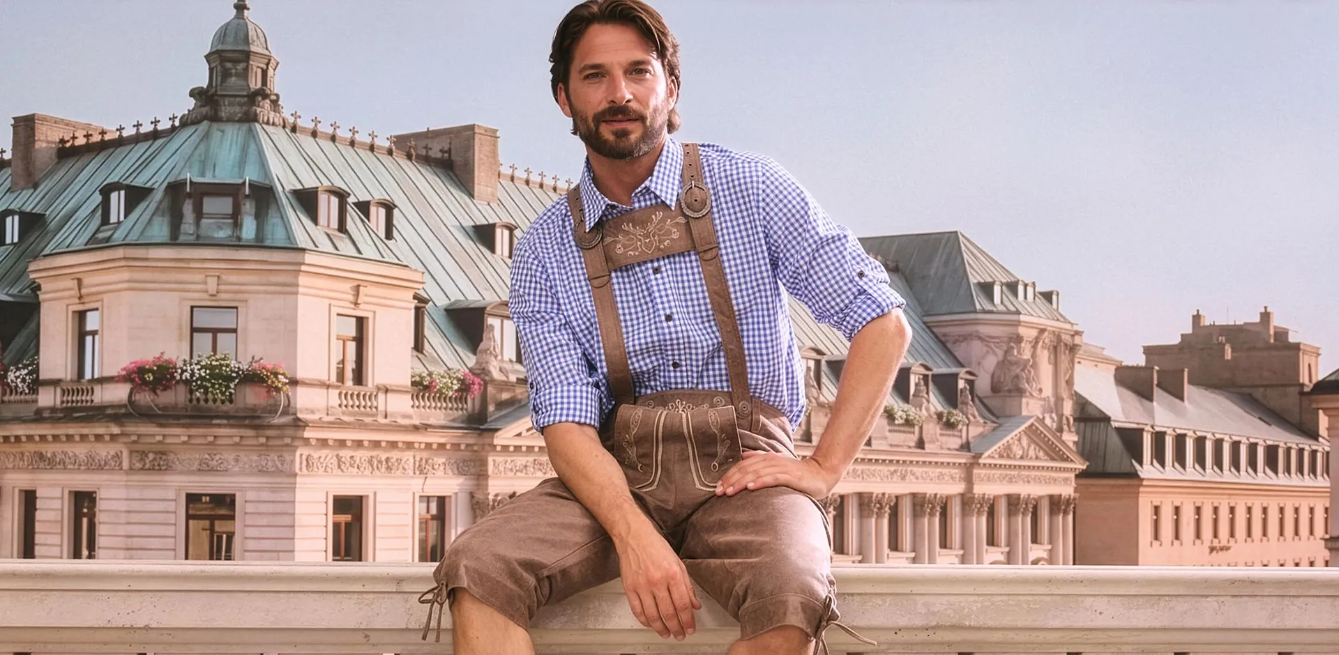 Herren - Trachtenhemd aus Baumwolle in Regular Fit - himmelblau/wei&szlig;