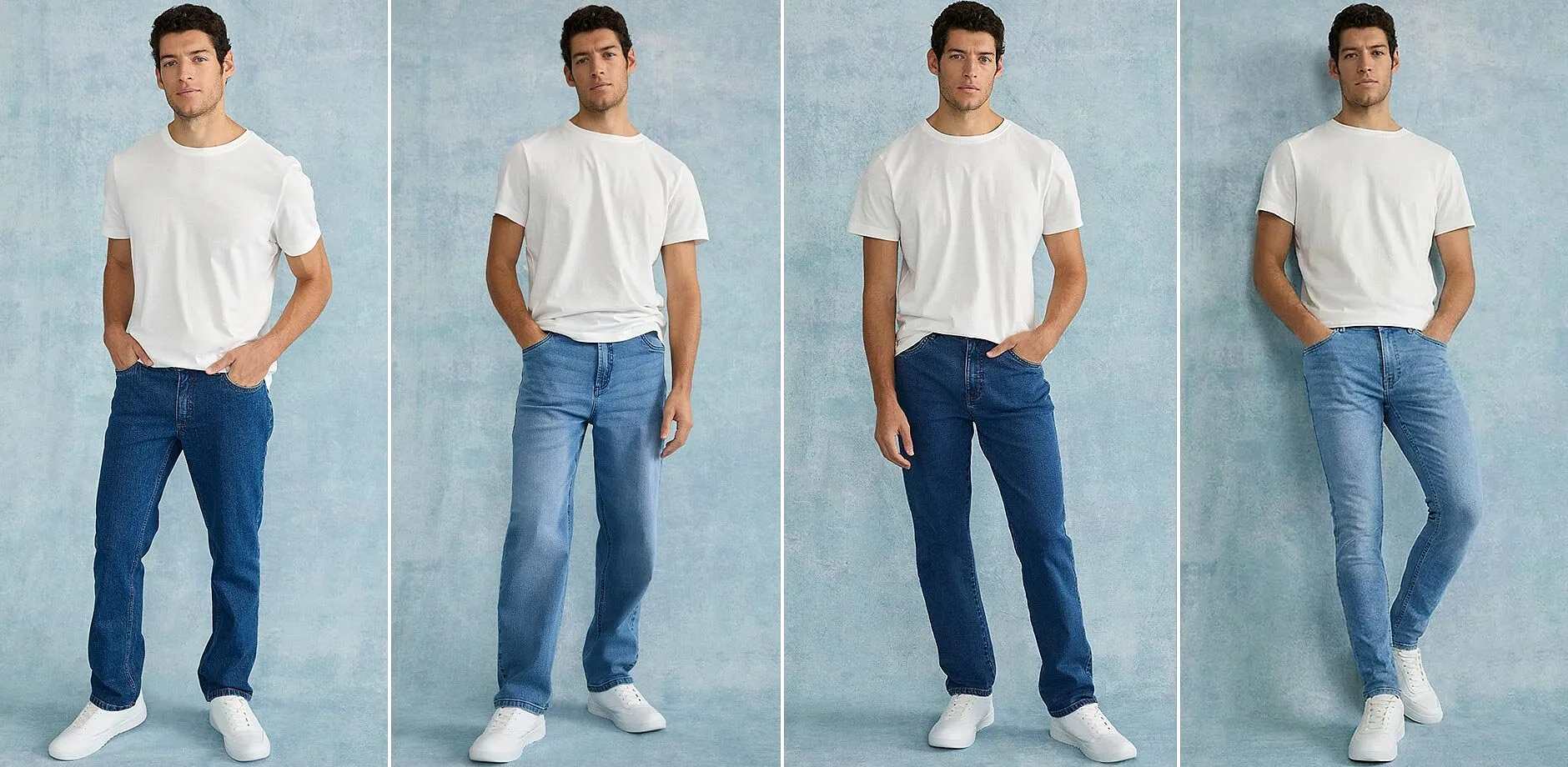 Looks en jeans vari&eacute;s : de la chemise classique au pull d&eacute;contract&eacute;, en passant par la veste. V&ecirc;tements mode et intemporels en denim pour homme.