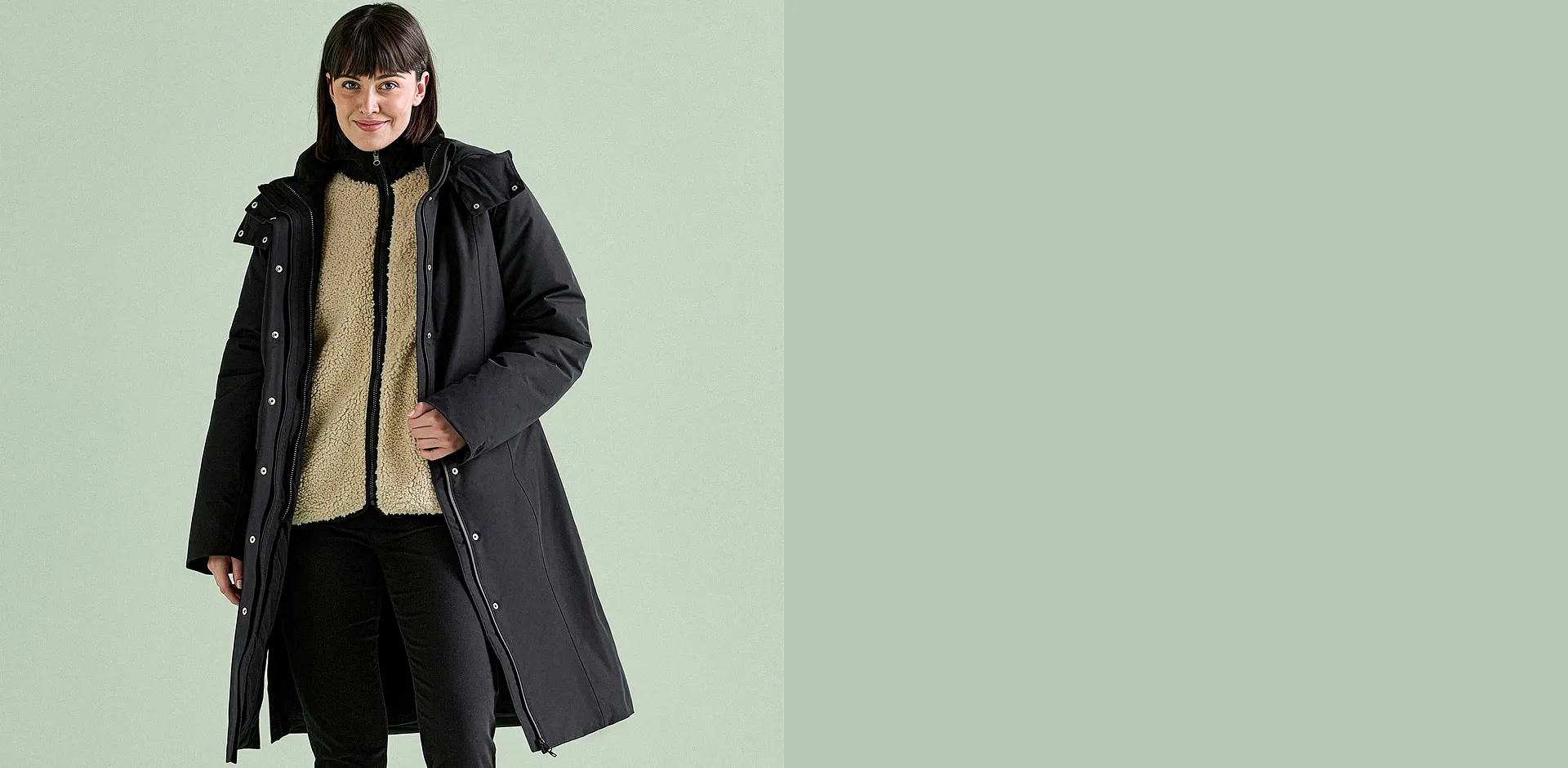 Femme - Manteau 3 en 1 imperm&eacute;able - noir + beige galet