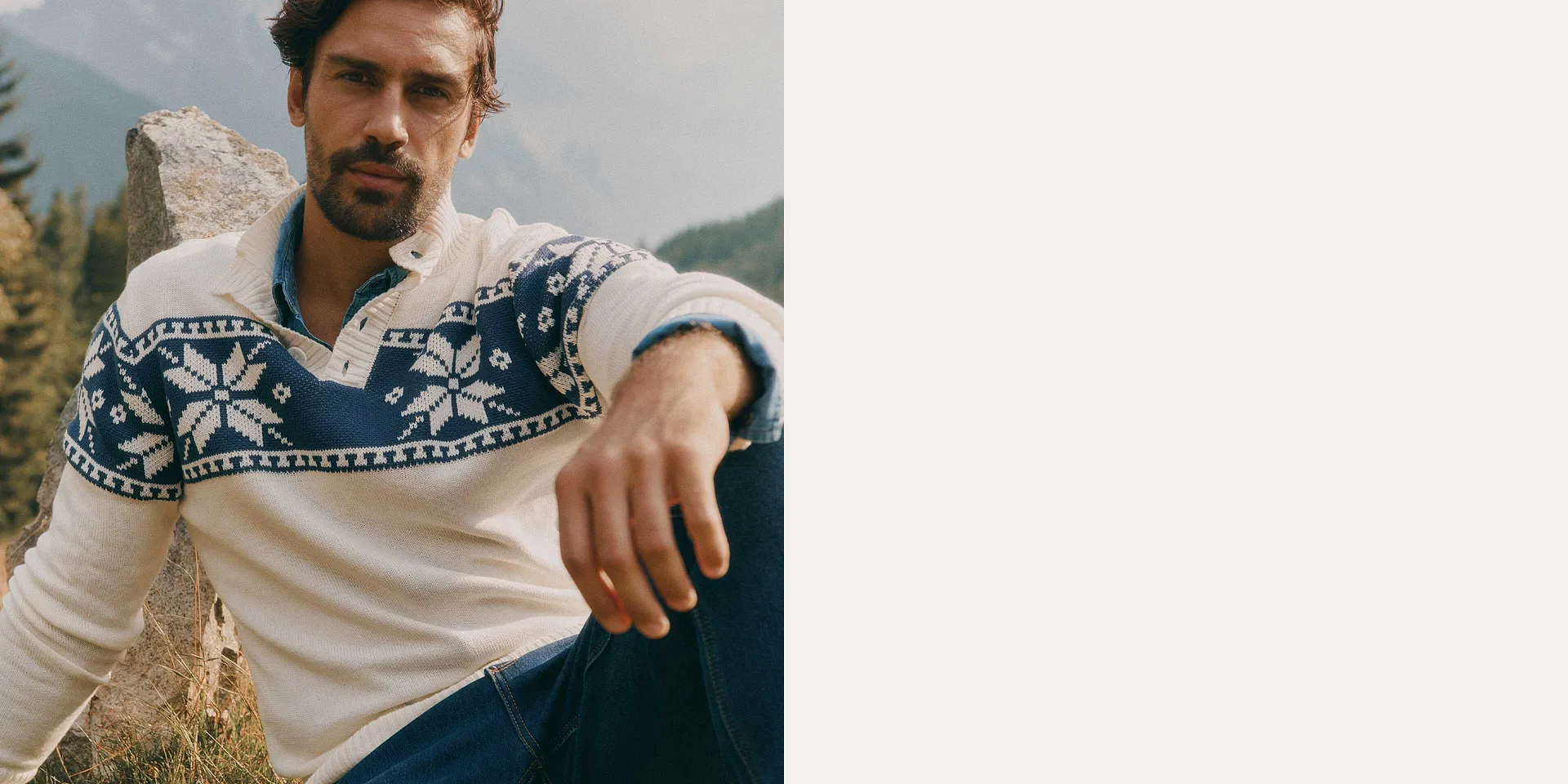 Warmer Strickpullover mit Schneeflockenmuster.