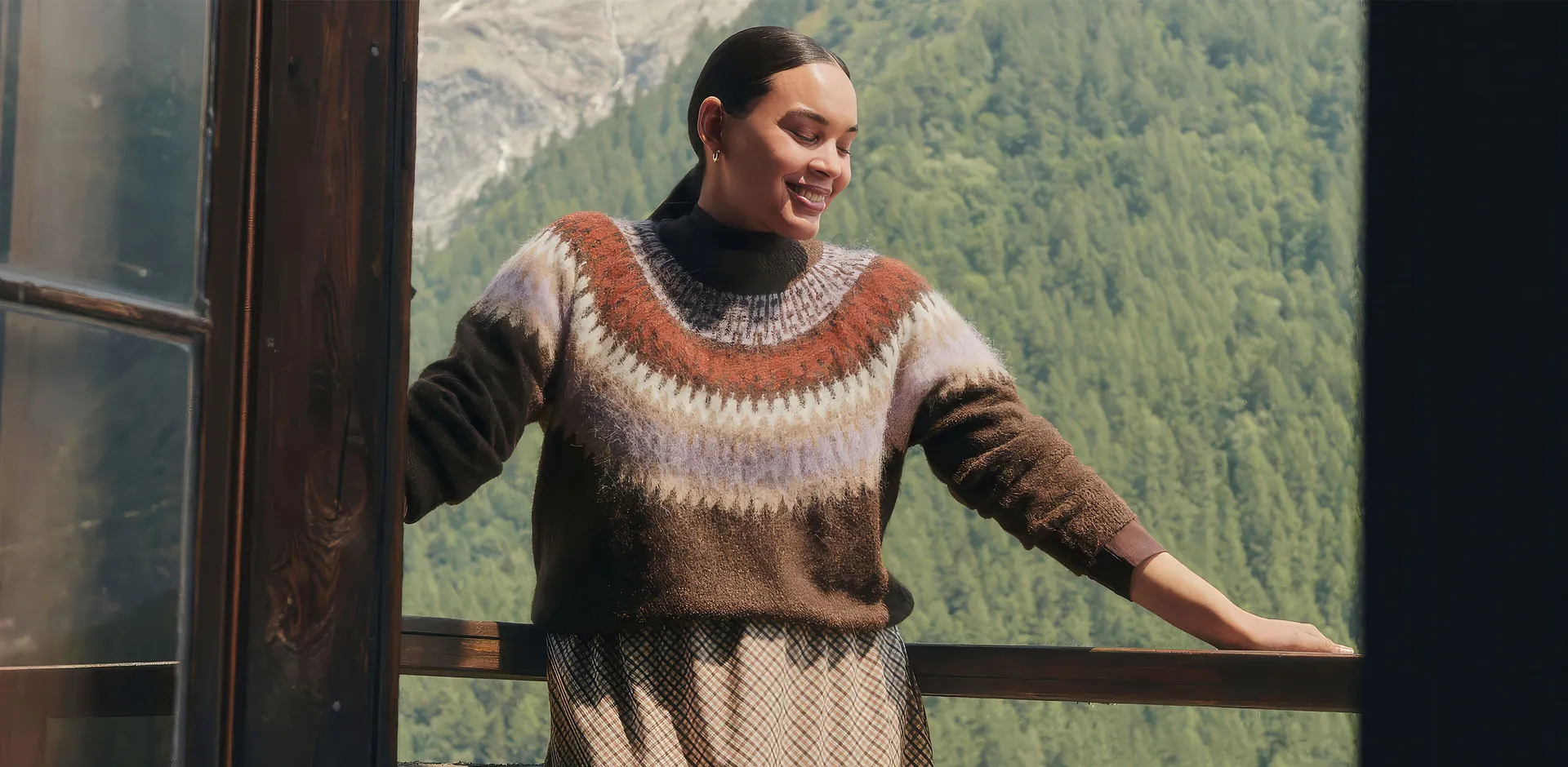 Femme - Pull norv&eacute;gien - marron fonc&eacute;