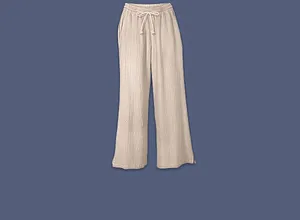 Damen - Palazzo-Hose aus Musselin - steingrau