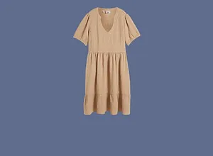 Femme - Robe ample en gaze de coton, avec poches - kaki clair