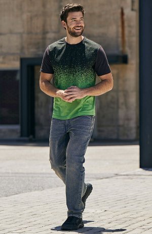 Herren - T-Shirt aus Bio Baumwolle - mattmoos/schwarz bedruckt