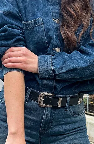 Damen - Oversized Jeans-Overshirt - dunkelblau denim used