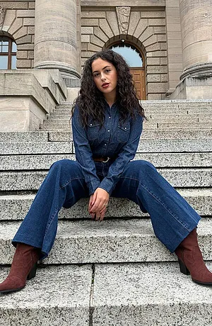 Damen - Jeanshemd - dunkelblau denim used