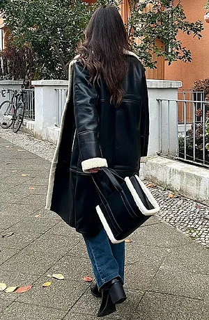 Damen - Handtasche - schwarz/creme