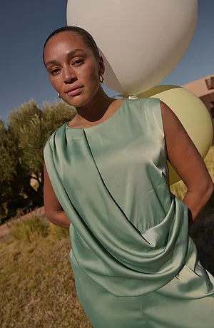 Femme - Combinaison en satin brillant - vert pastel