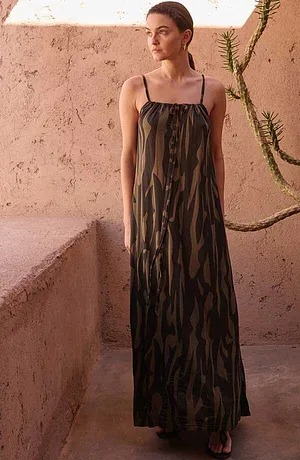 Femme - Robe de plage en viscose - noir/kaki