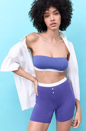 Damen - Bandeau-BH mit Bio-Baumwolle  (2er Pack) - dunkelpazifik + weiß