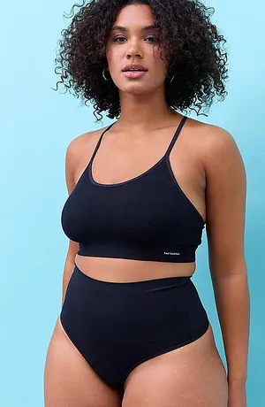 Damen - Feel Comfort Seamless  Racerback Bustier - schwarz