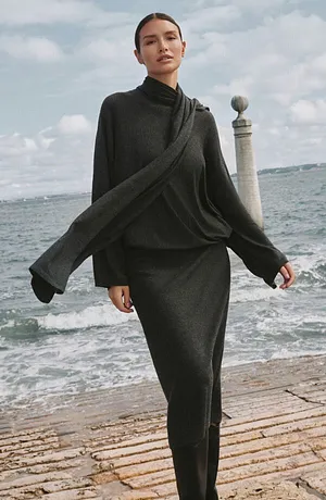 Tendance - Pull en fine maille de viscose mélangée - anthracite chiné