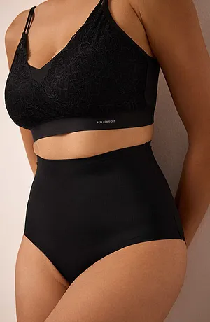 Femme - Lot de 3 culottes taille haute sculptantes, maintien modéré - noir