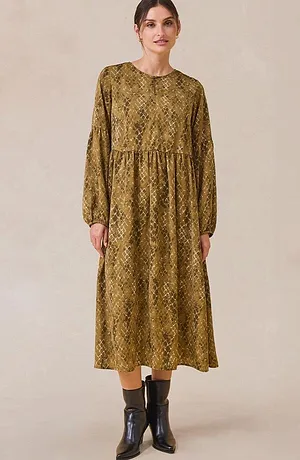 Femme - Robe midi - olive/vert gui imprimé
