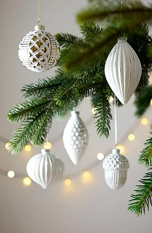 Maison - Boules de Noël (12 pces) - blanc/doré