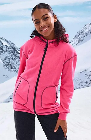 Kinder - Fleecejacke - neonpink/schwarz