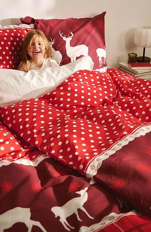 Maison - Parure de lit motif &eacute;lans - rouge