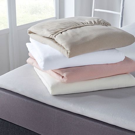 Wohnen - Elastic-Jersey Spannbettlaken - creme
