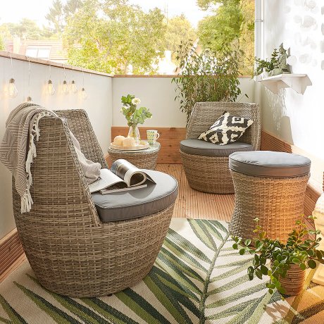 Wohnen & Garten - In- und Outdoor Teppich mit großem Palmmotiv - grün
