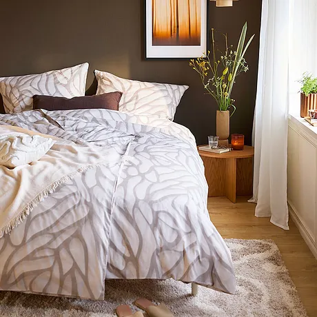 Maison & Jardin - Parure de lit motif organique - taupe/beige