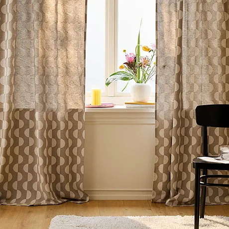 Maison & Jardin - Rideau en coton à motif graphique (1 pce) - marron